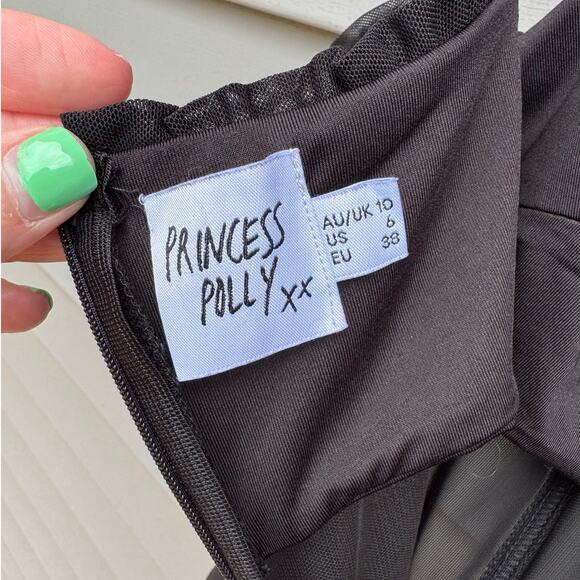 Princess Polly size 6 Cartia Black Structured Partially Sheer Bodysuit - Picture 8 of 14